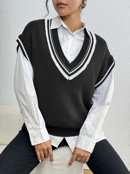 Women Striped Sweater Vest