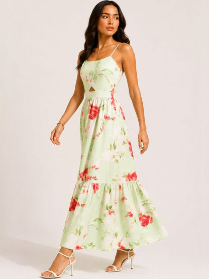 Floral Print Crepe Maxi Dress