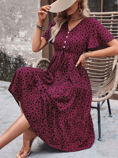 NOWI Animal Printed Fit & Flare Midi Dress