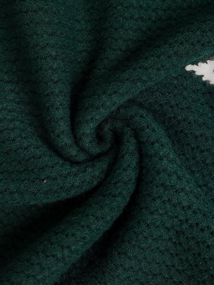 Women's Green Striped Printed Pullover