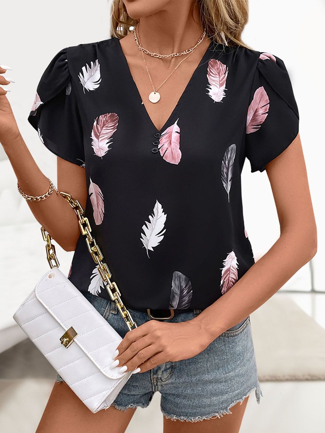 Print Puff Sleeve Top