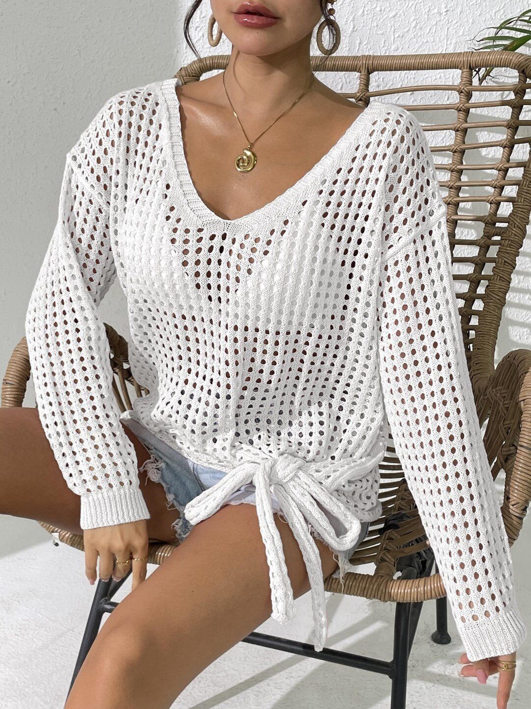 Women Pullover with Fuzzy Detail