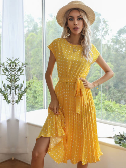 Polka Dot Print Fit & Flare Midi Dress