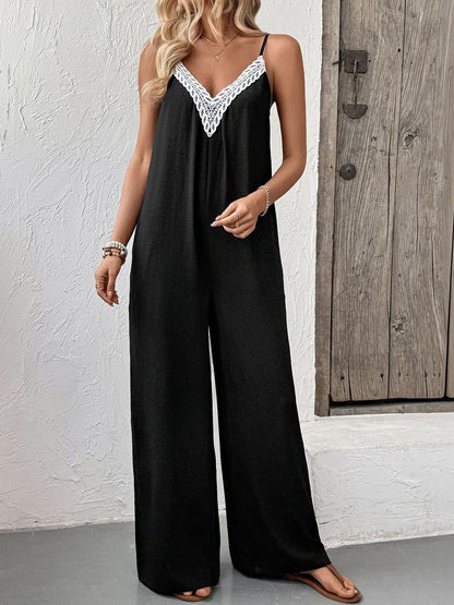 Basic Jumpsuit with Lace Inserts