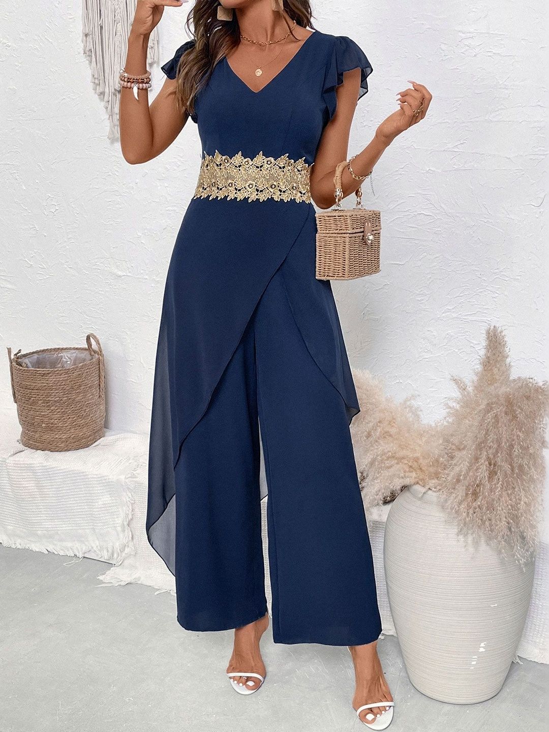 Basic Jumpsuit with Embellished
