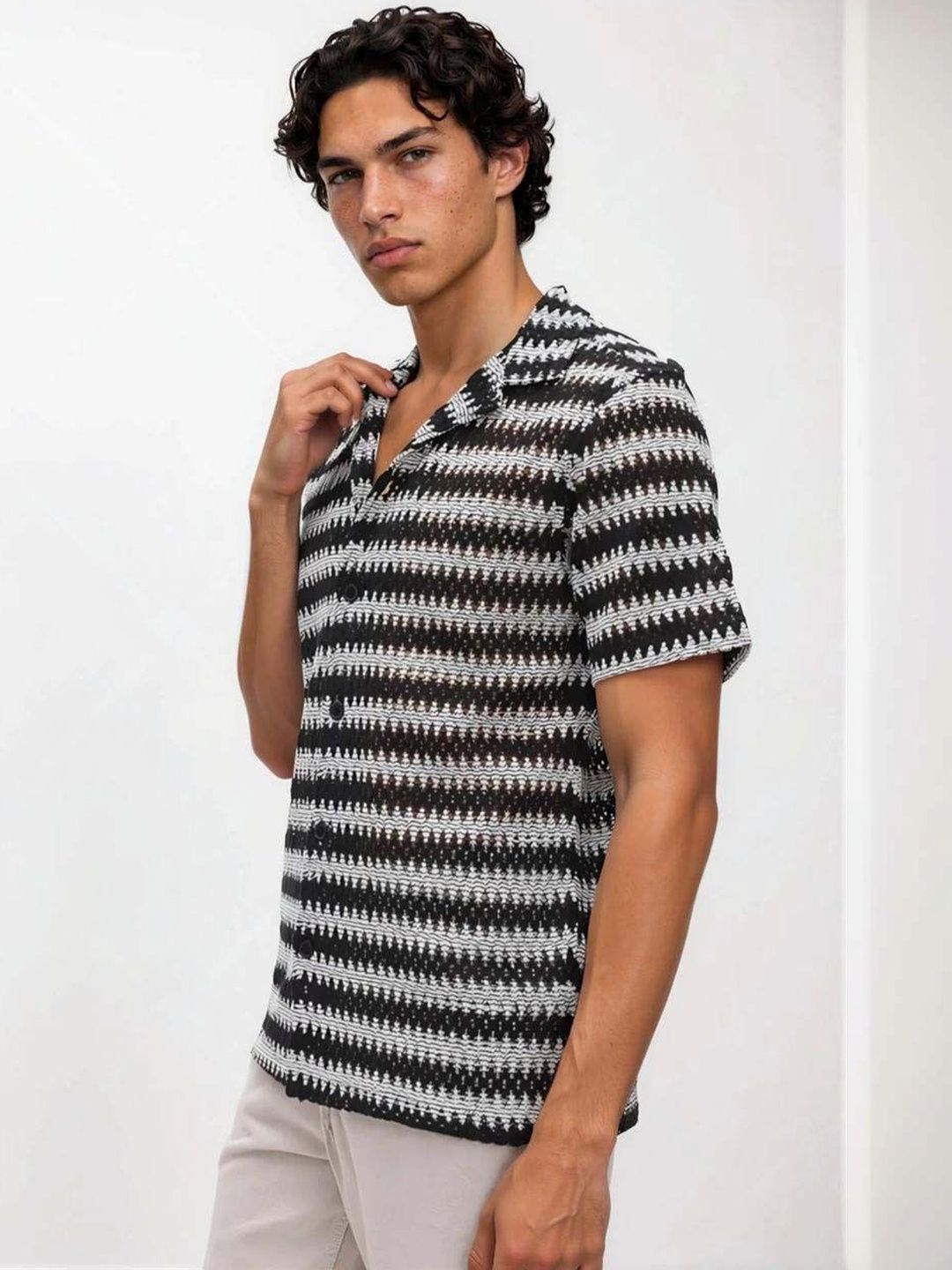 Textured Cotton Casual Shirt