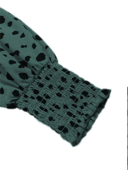 Women's Green Animal Print Peplum Top