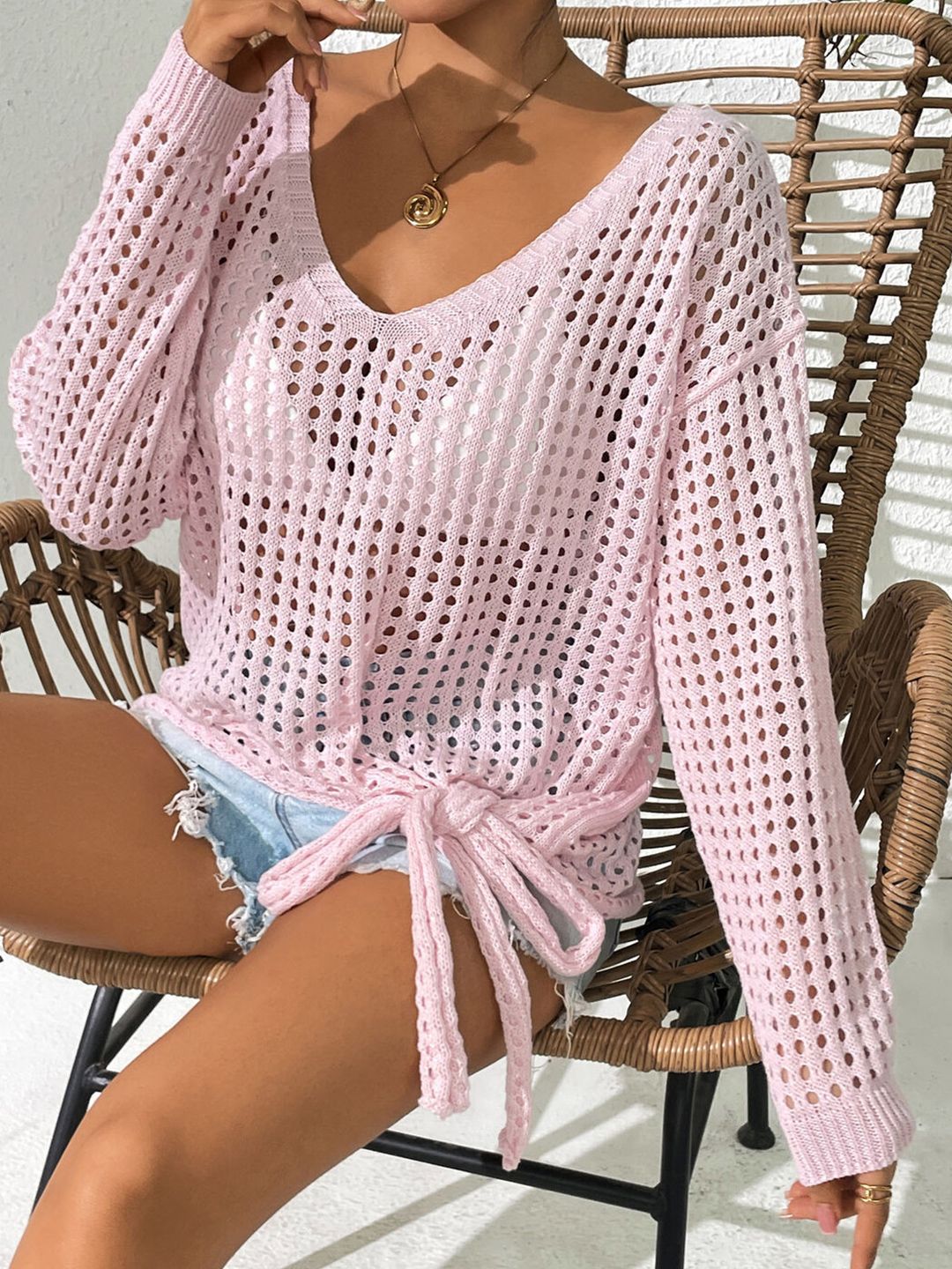 Women Pullover with Fuzzy Detail