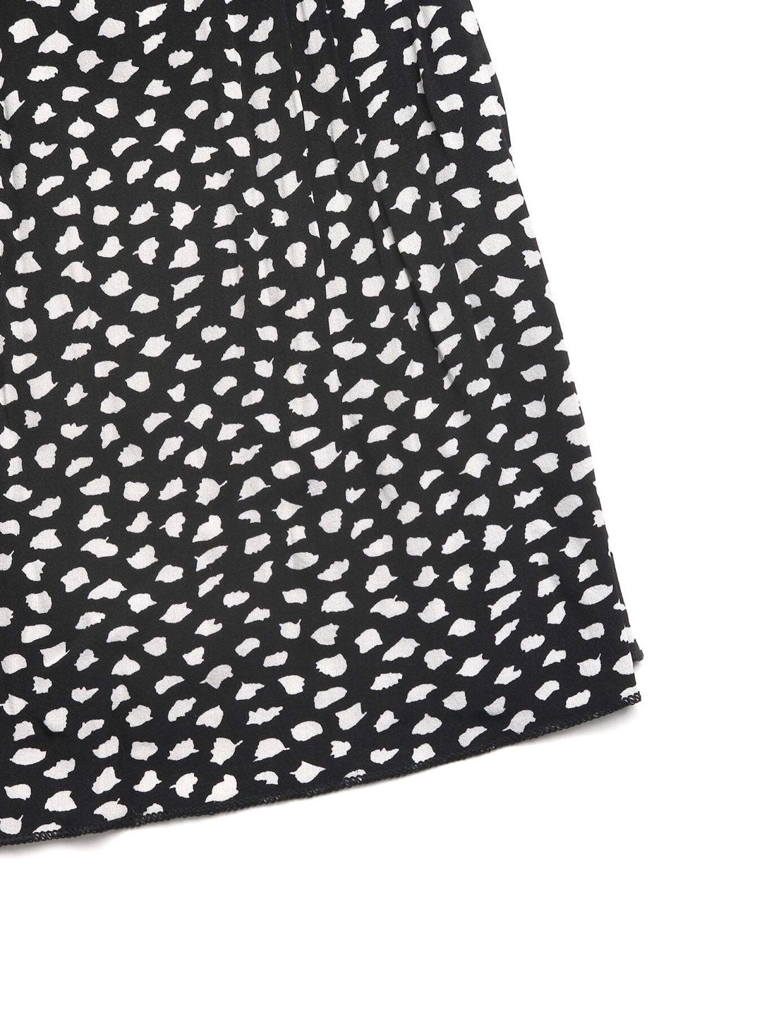 Women's Black Print Fit & Flare Midi Dress Blend Printed