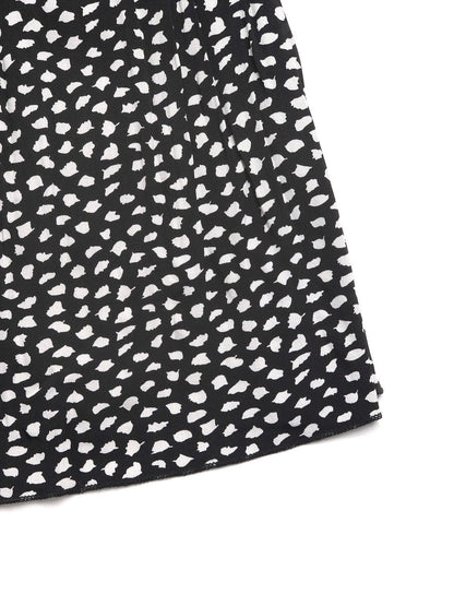 Women's Black Print Fit & Flare Midi Dress Blend Printed