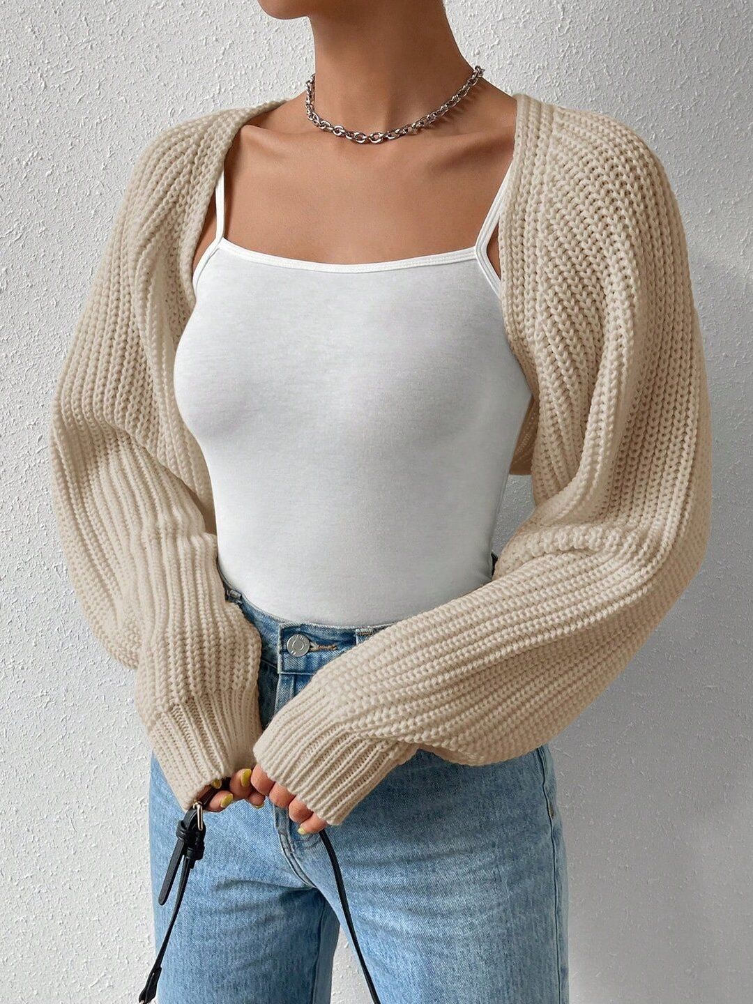 Women Ribbed Crop Cardigan