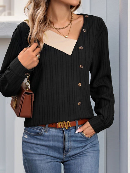 Women's Black Cotton Top Printed Regular Fit