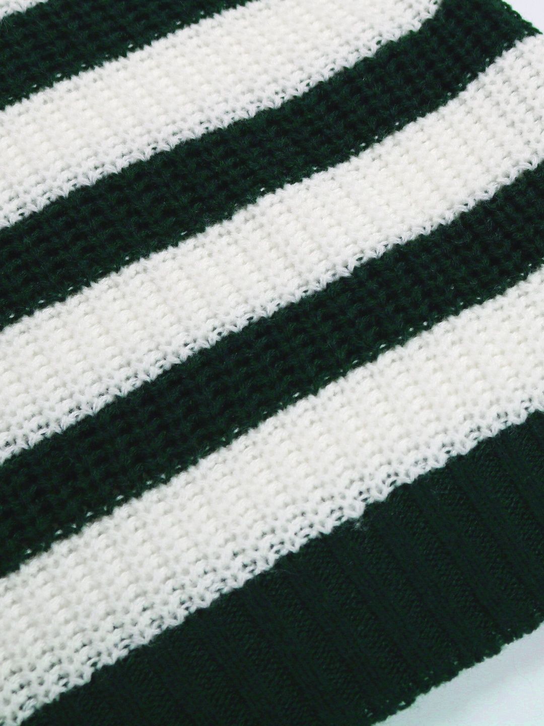 Women's Green Striped Pullover Blend Regular Fit