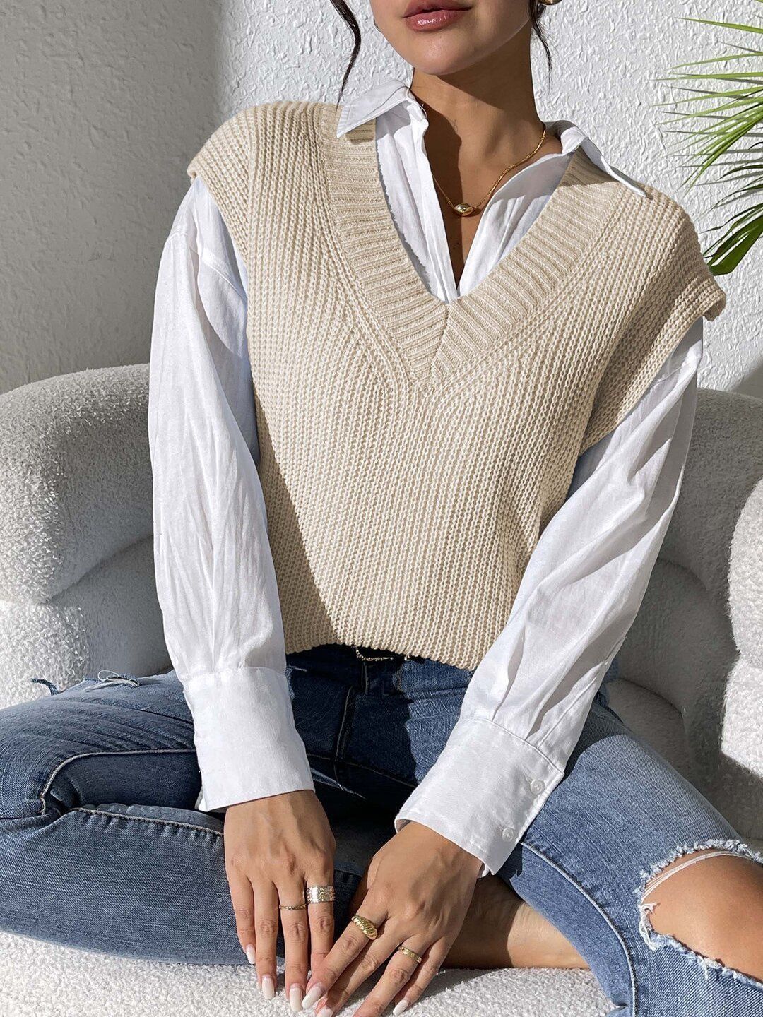Women Ribbed Sweater Vest