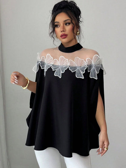Women Floral Semi Sheer Party Shirt