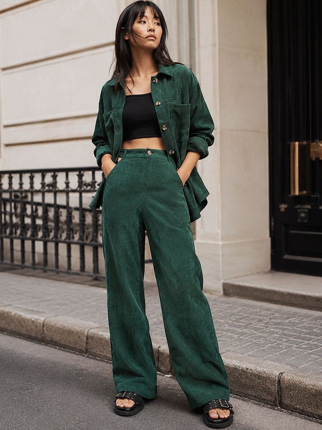 Solid Shirt with Trousers