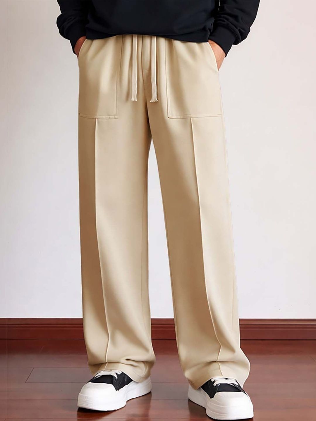 Men Wrinkle Free Pleated Trousers