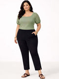 Wrinkle Free Trousers in Black polyester - Nowi Korean Fashion