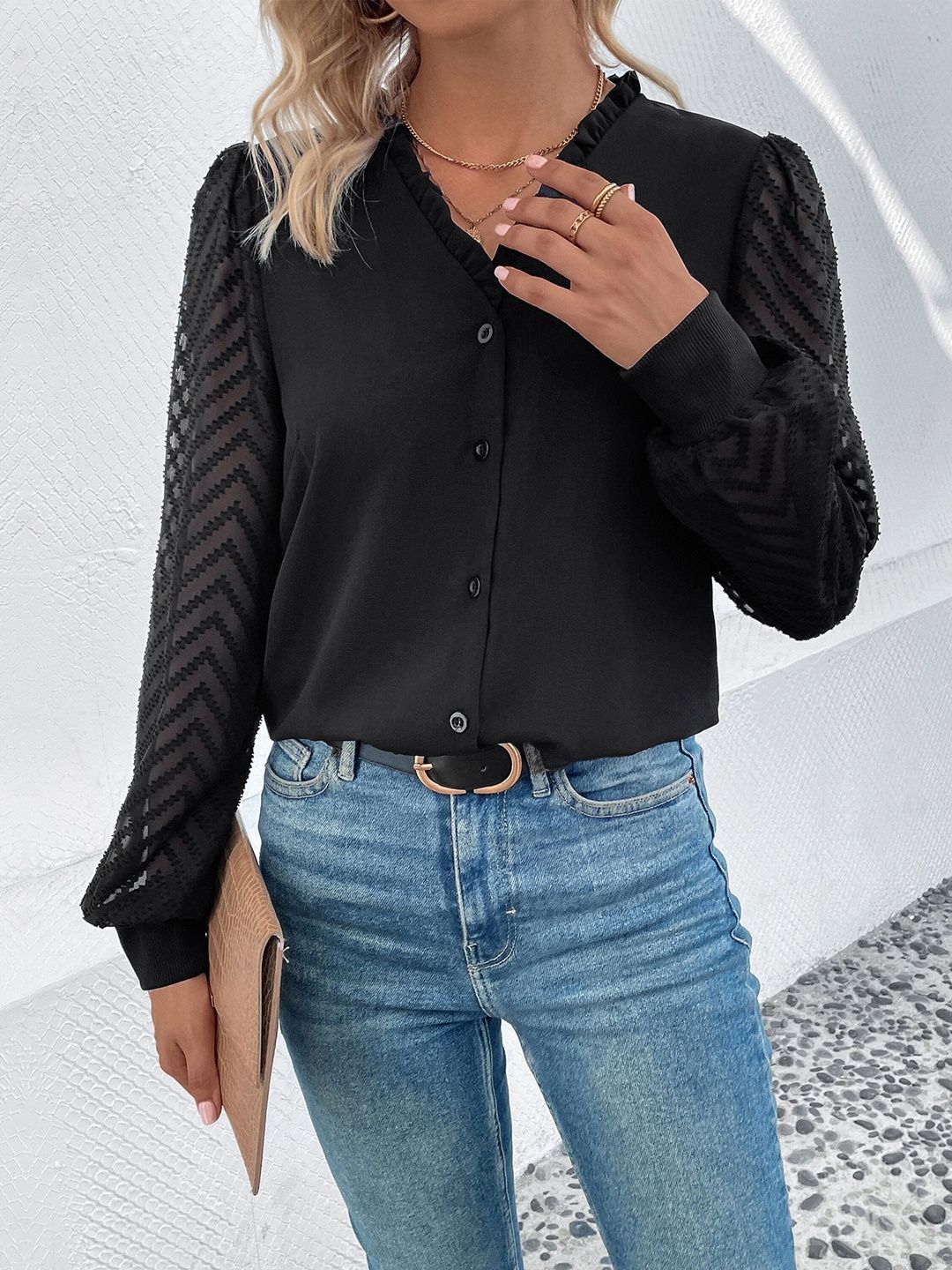 Women Semi Sheer Casual Shirt