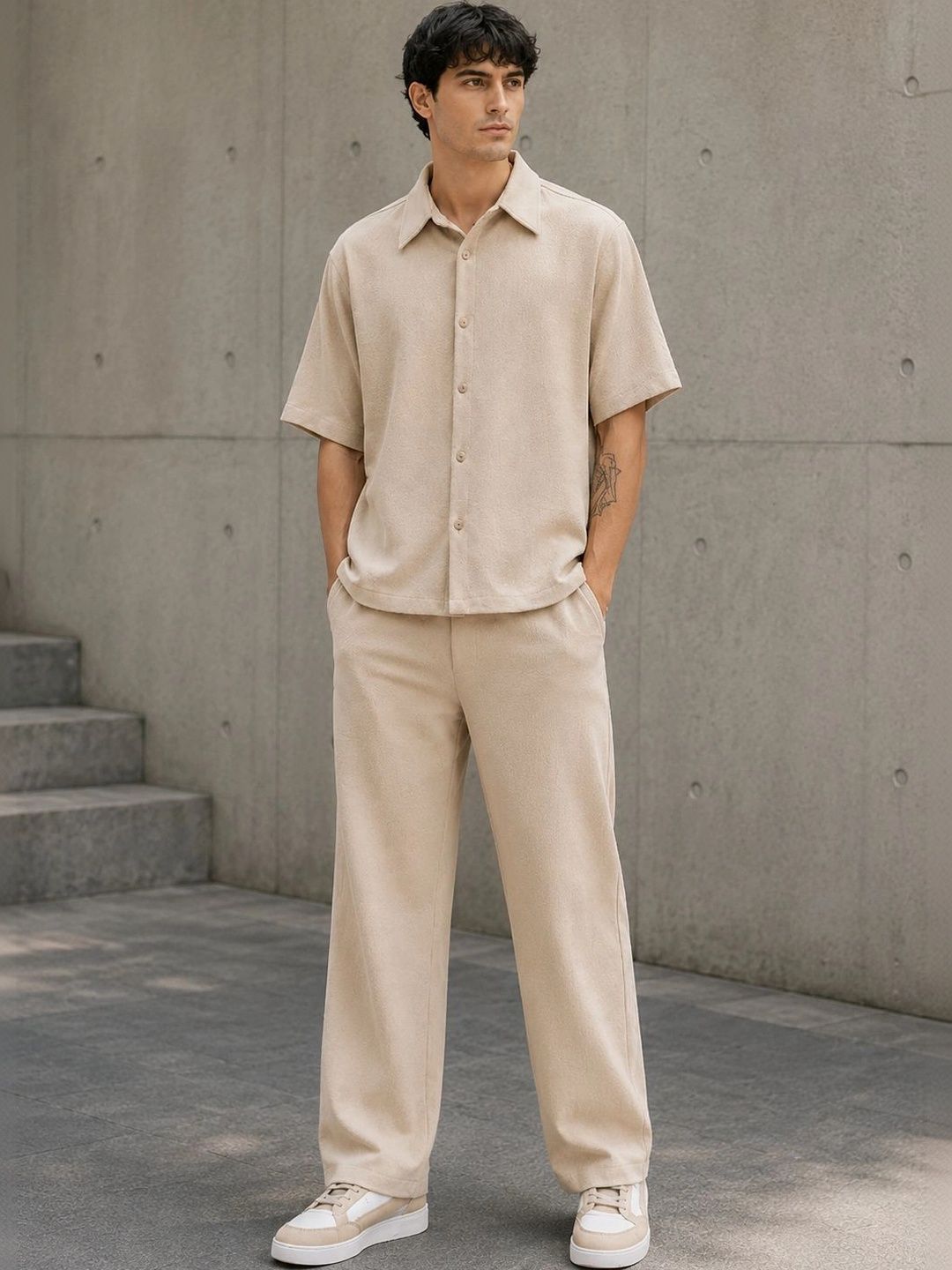 Solid Shirt with Trousers