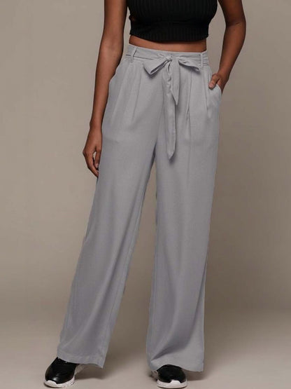 Women Straight Fit High-Rise Wrinkle Free Pleated Trousers