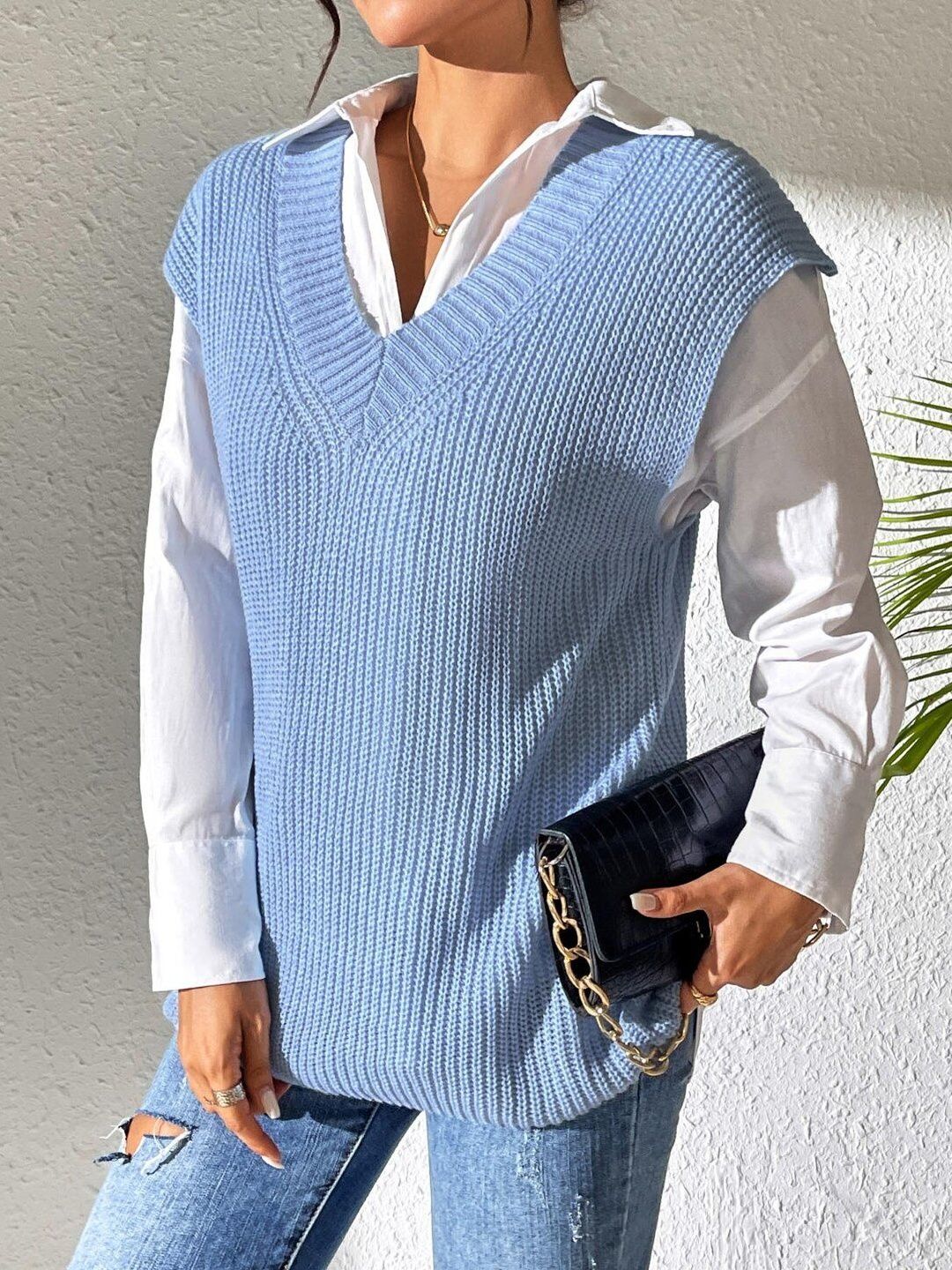 Women Ribbed Sweater Vest