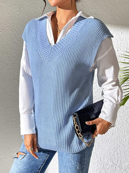 Women Ribbed Sweater Vest