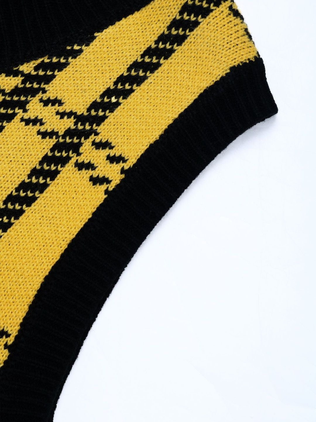 Women's Yellow Checked Crop Sweater Vest