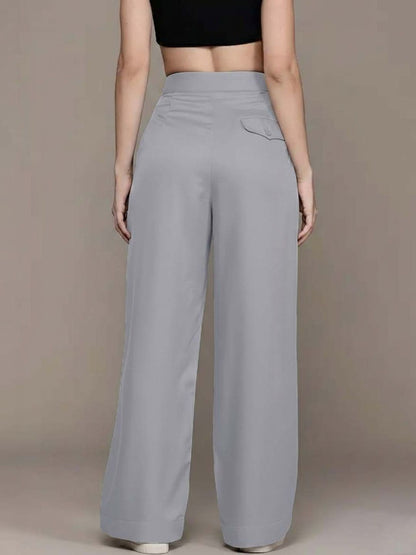 Women High-Rise Wrinkle Free Pleated Trousers