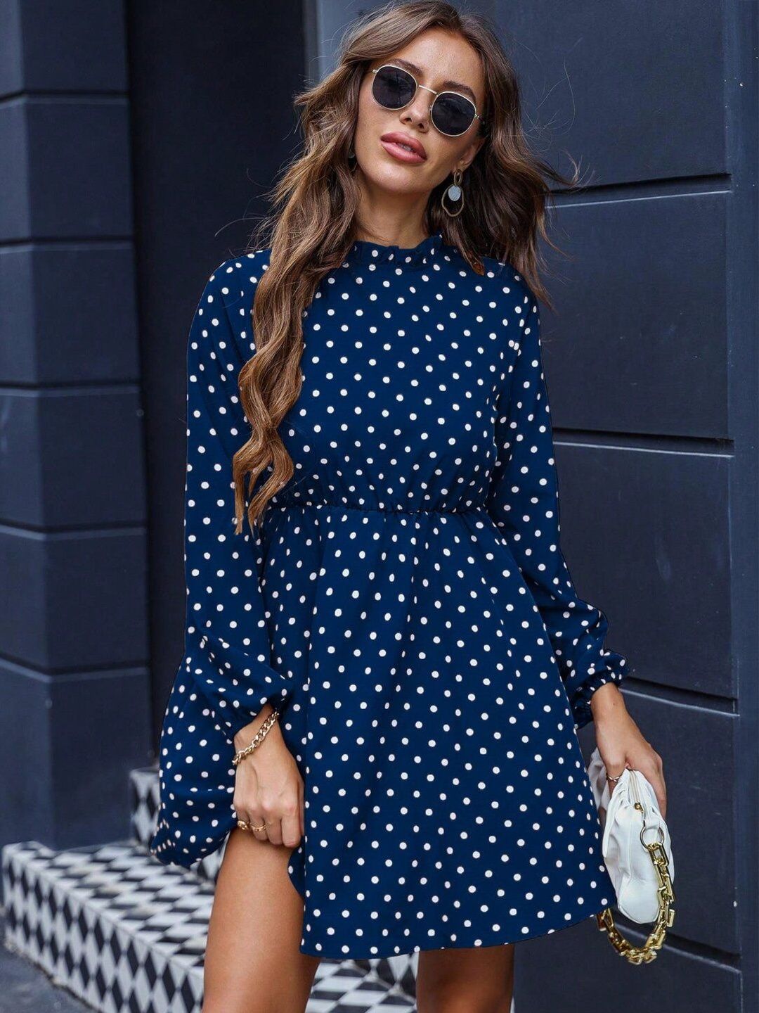 Polka Dot Print Fit & Flare Dress