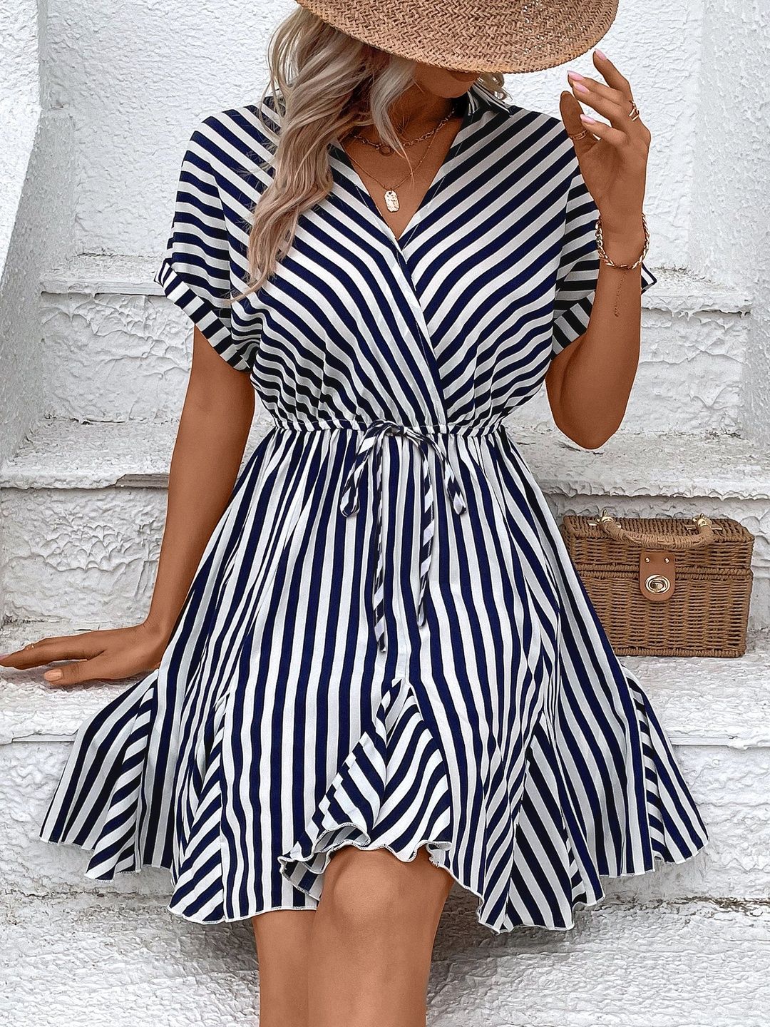 Striped Fit & Flare Dress