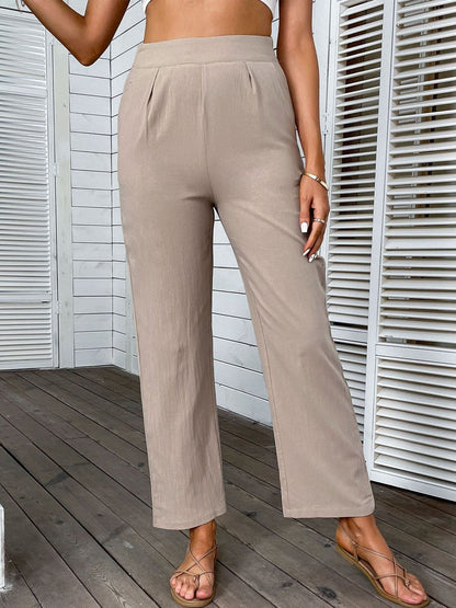 Women High-Rise Non Iron Pleated Trousers