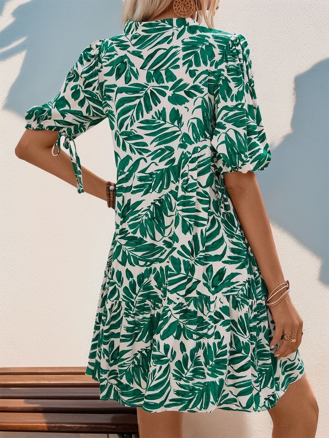 Floral Print Puff Sleeve Mini Dress