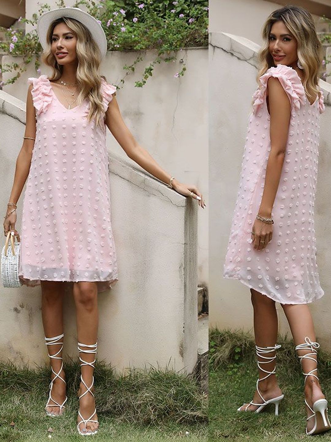 Flutter Sleeve Ruffled Dress Sleeveless - Nowi Korean Fashion