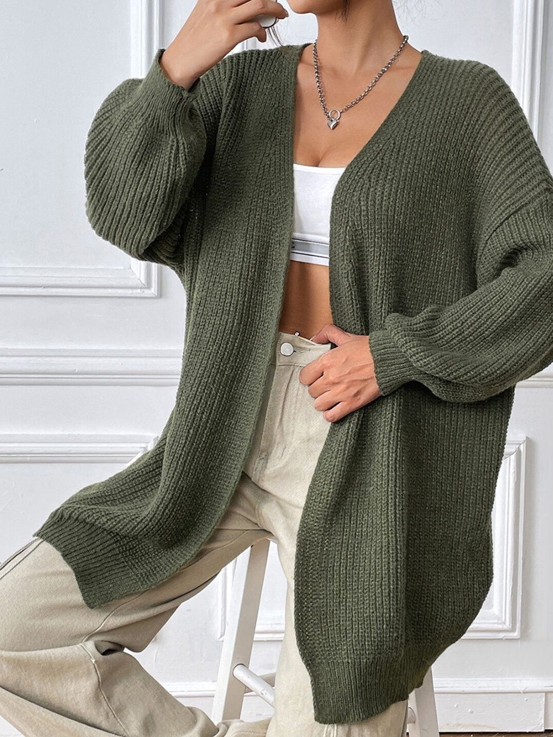 Women Ribbed Cardigan