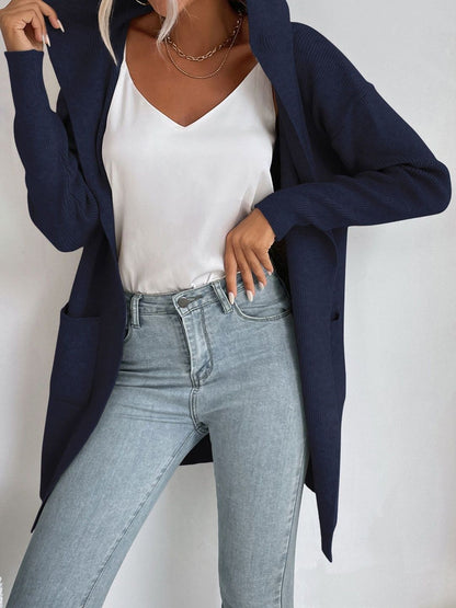 Women's Grey Nowi Women Ribbed Cardigan