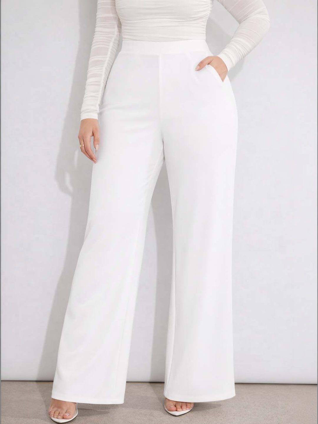Women Modern Fit Office Wear Straight Pants Trousers