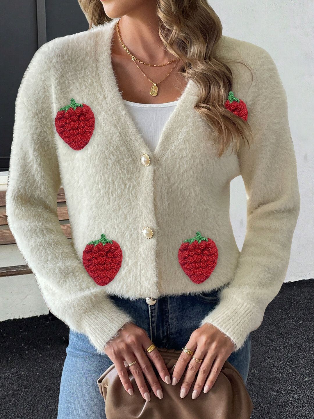 Women Embroidered Cardigan with Embroidered Detail