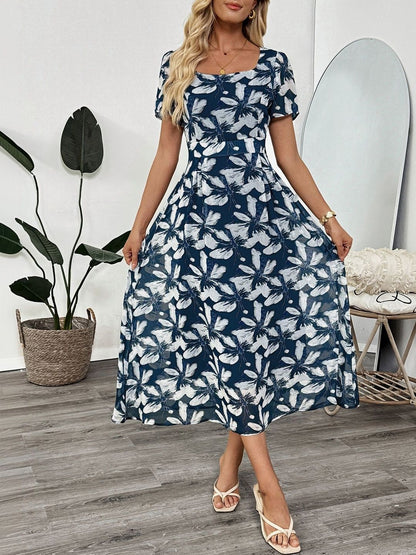 Floral Print Fit & Flare Midi Dress