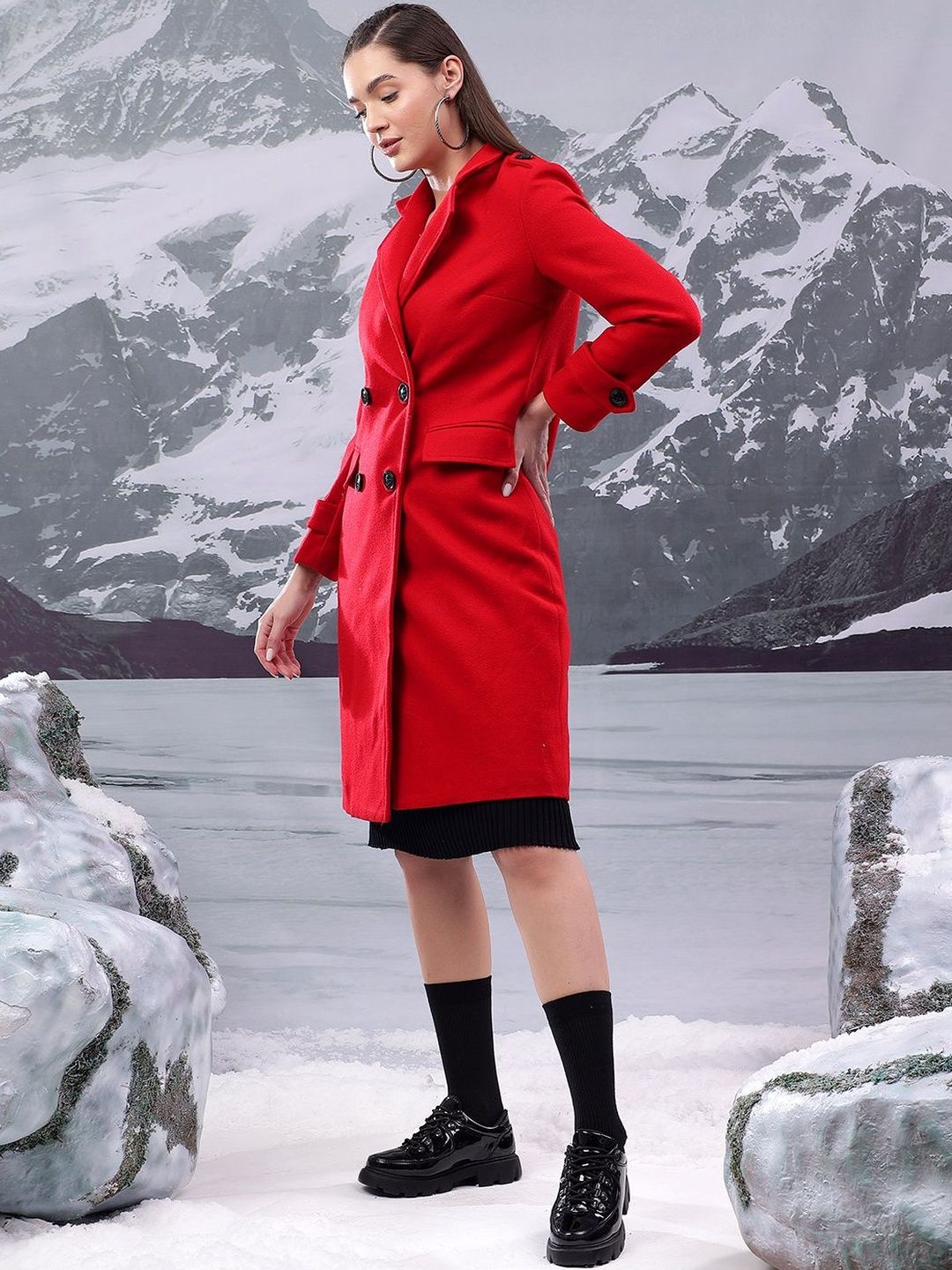 Nowi Solid Double Breasted Coats