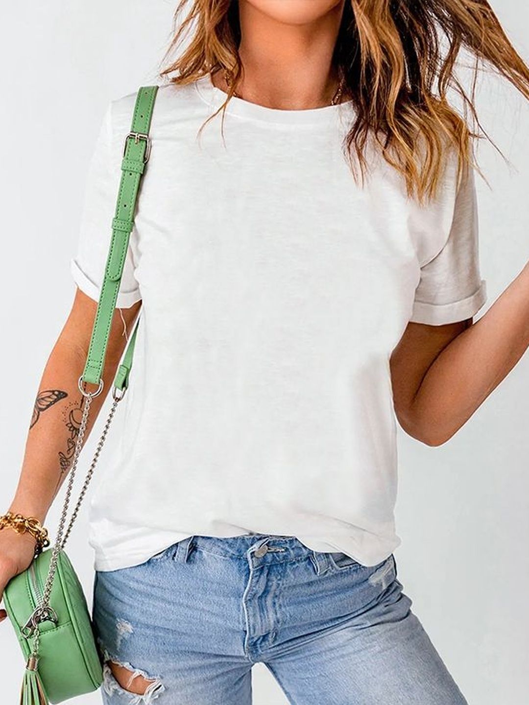 Cotton Top in White Short Sleeve - Nowi Korean Fashion