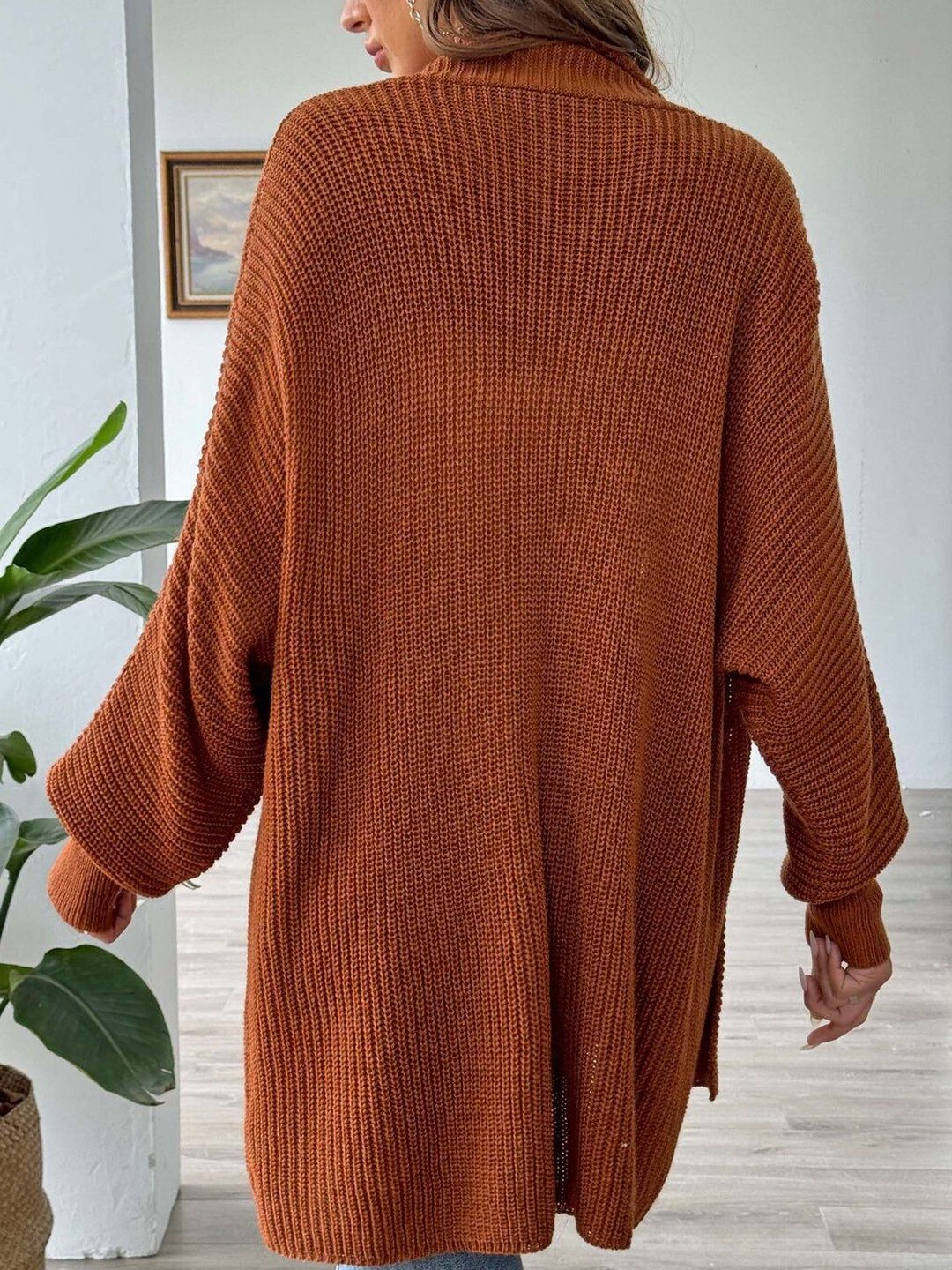 Women Ribbed Longline Cardigan