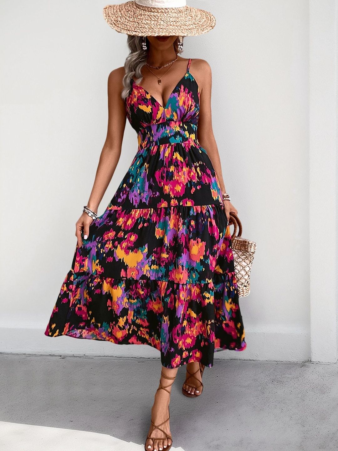 Print Fit & Flare Midi Dress