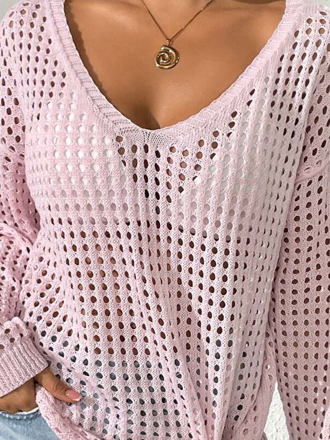 Women Pullover with Fuzzy Detail