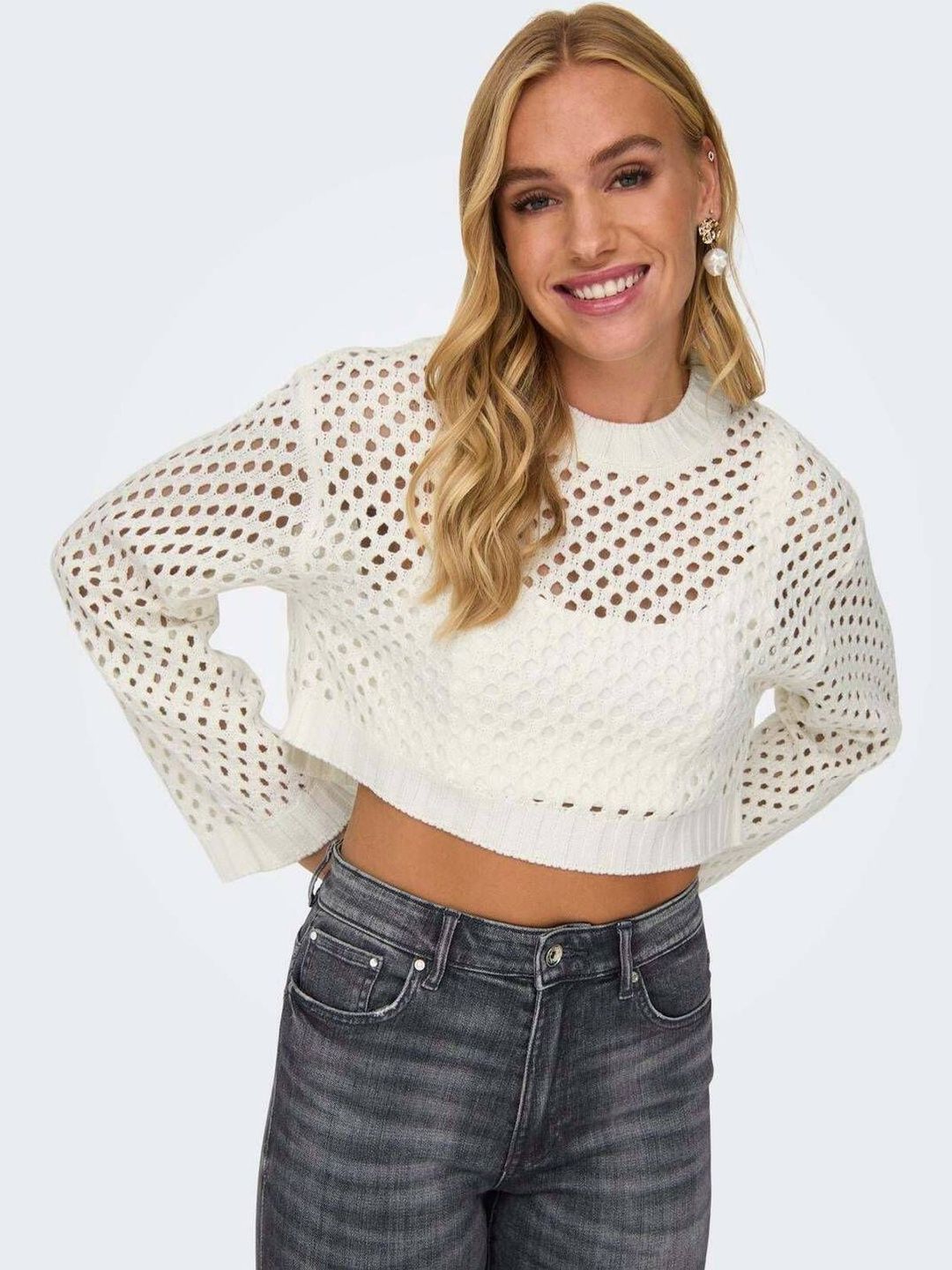 NOWI Women Woollen Crop Pullover