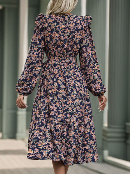 Women's Nowi Floral Print Ruffled Fit & Flare Midi Dress