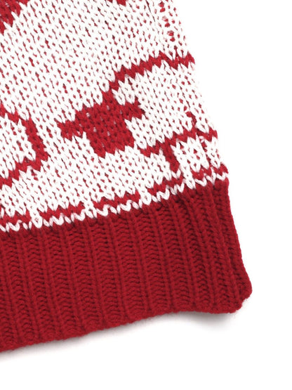 Women's White Fair Isle Printed Pullover Blend Regular Fit