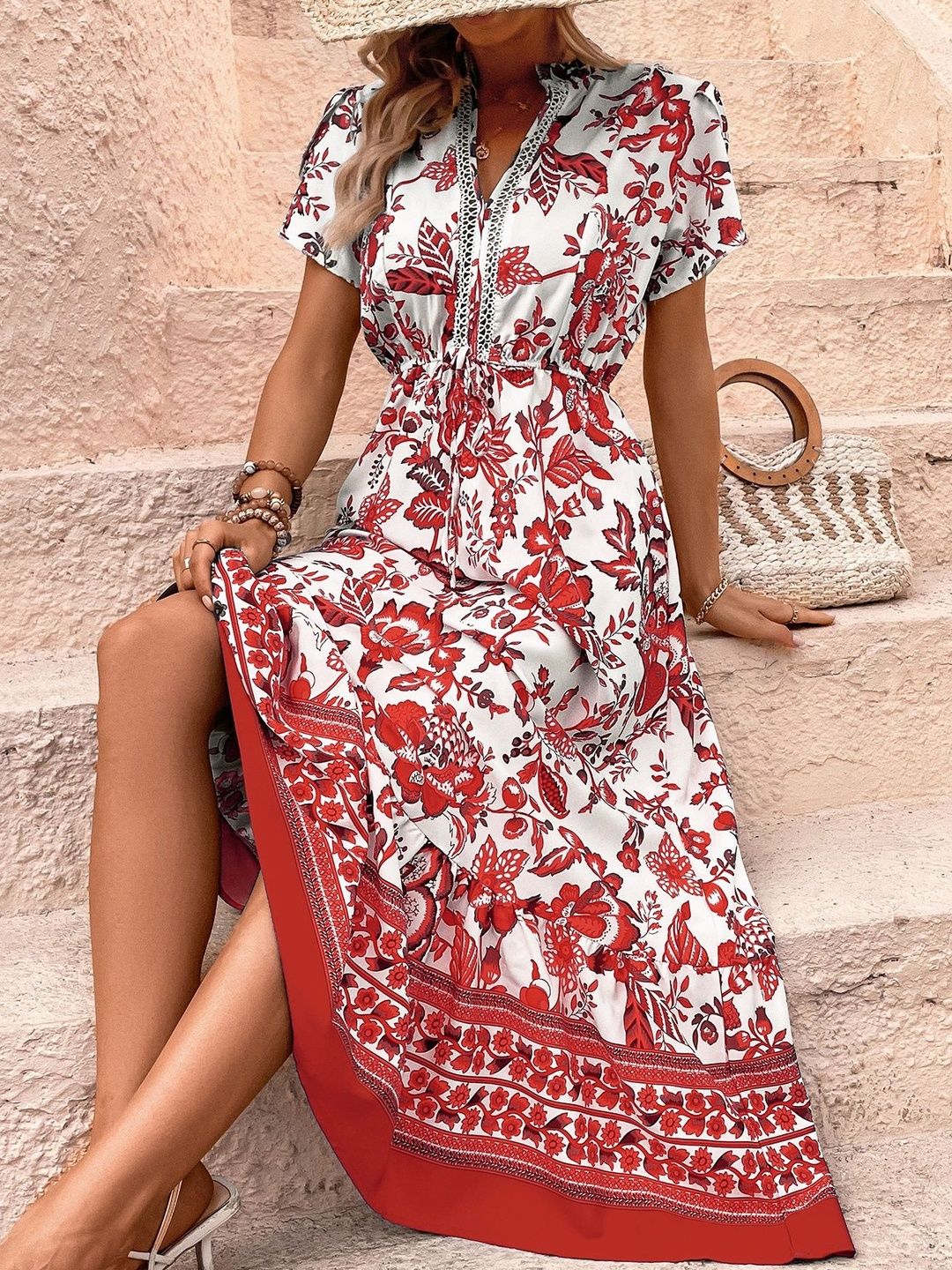 Floral Print Fit & Flare Midi Dress