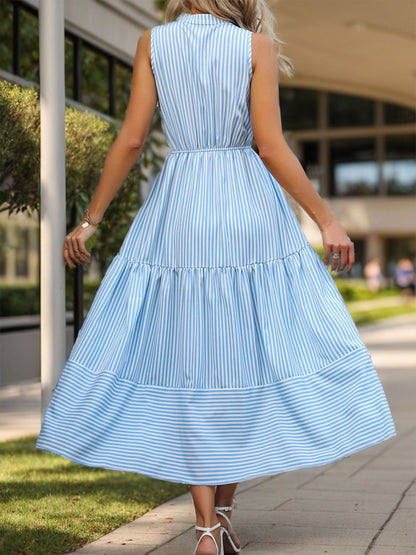 Striped Fit & Flare Midi Dress