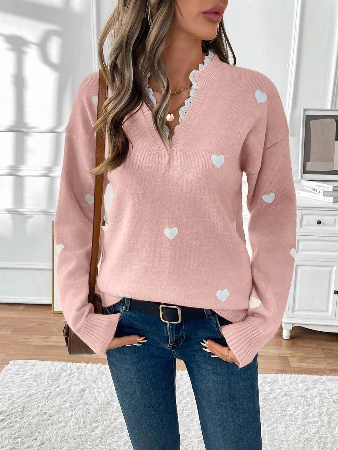 NOWI Printed V-Neck Pullover